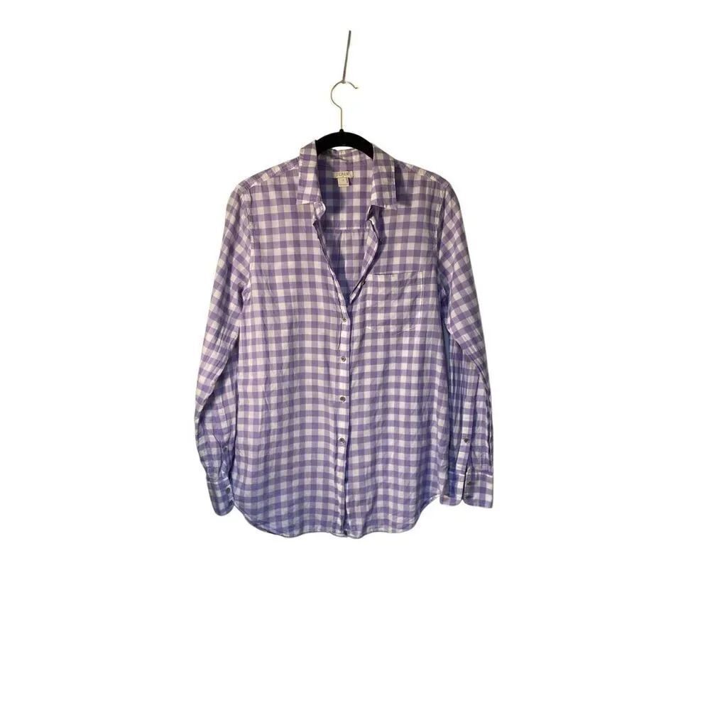 J.Crew women’s purple and white long sleeve shirt small
